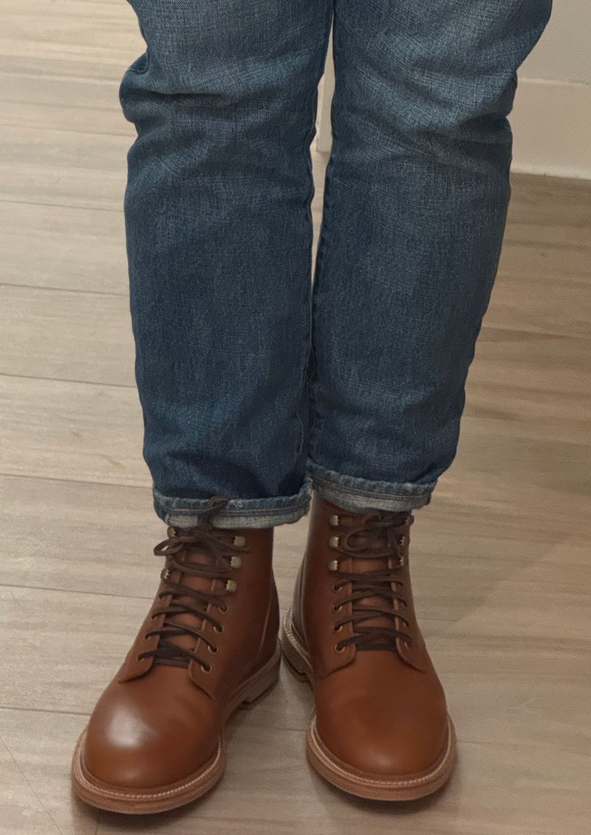 Photo by Pedro on December 18, 2024 of the Grant Stone Diesel Boot in Badalassi Carlo Saddle Tan Minerva.