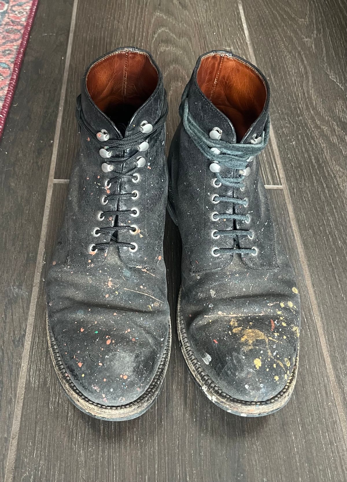 Photo by MrStudabaker on October 11, 2025 of the Grant Stone Edward Boot in C.F. Stead Black Waxy Commander Suede.