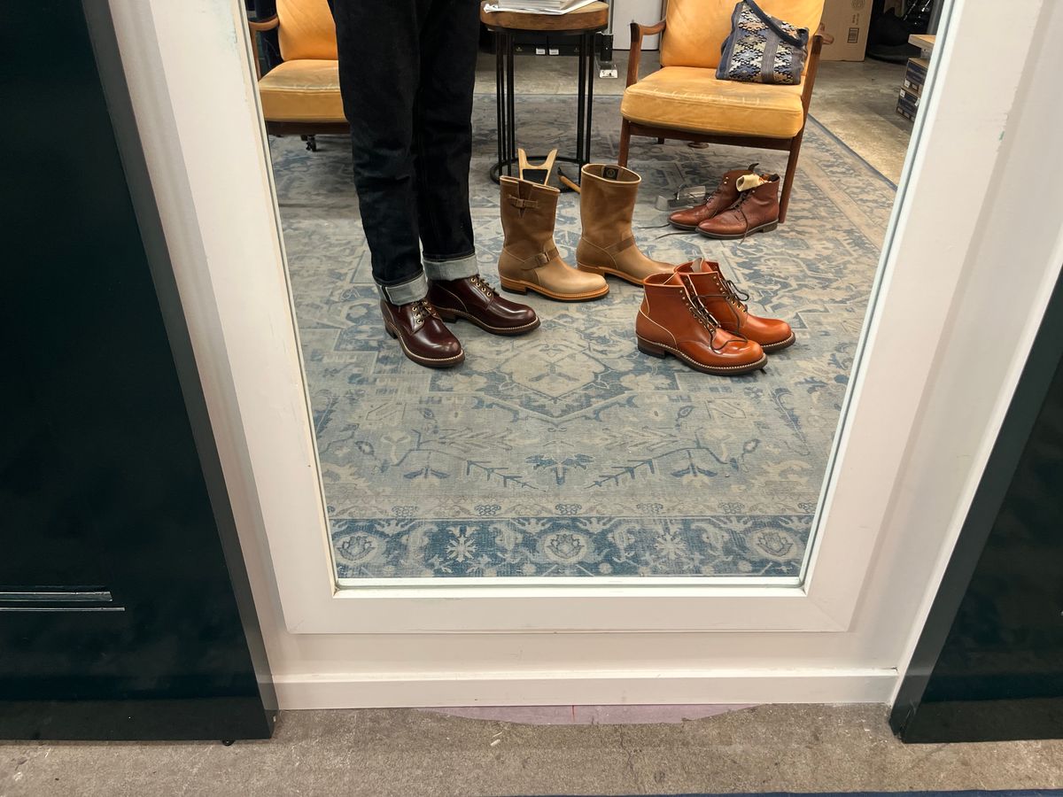 Photo by MrStudabaker on August 14, 2025 of the John Lofgren Steel Gang Boots in Dark Brown Shinki Horsebutt.