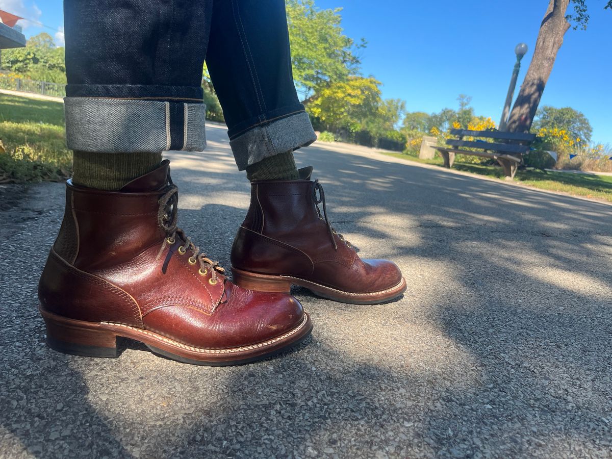 Photo by MrStudabaker on September 25, 2025 of the John Lofgren Steel Gang Boots in Dark Brown Shinki Horsebutt.