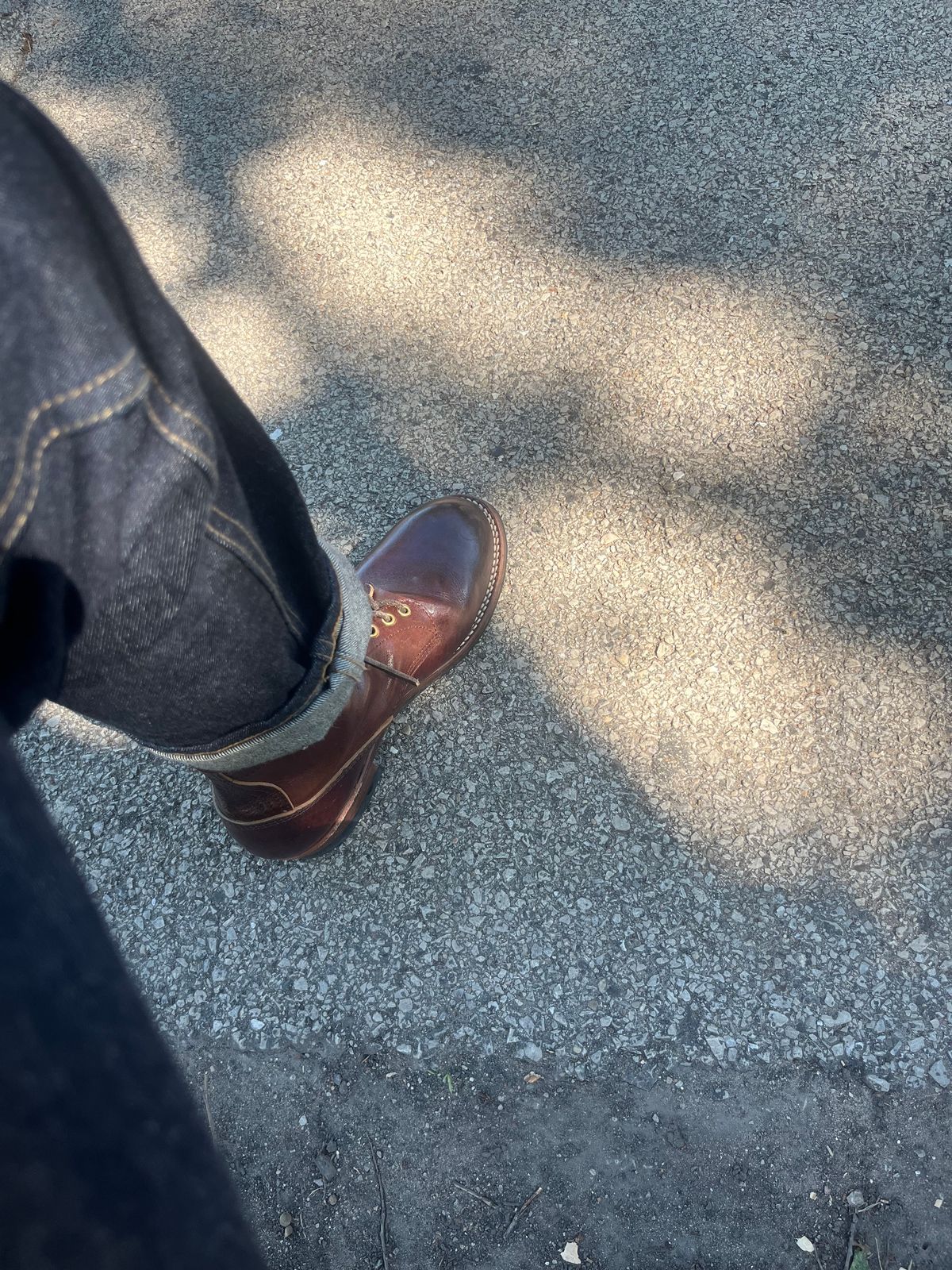 Photo by MrStudabaker on September 25, 2025 of the John Lofgren Steel Gang Boots in Dark Brown Shinki Horsebutt.
