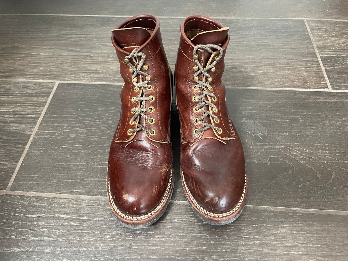 Photo by MrStudabaker on October 3, 2025 of the John Lofgren Steel Gang Boots in Dark Brown Shinki Horsebutt.