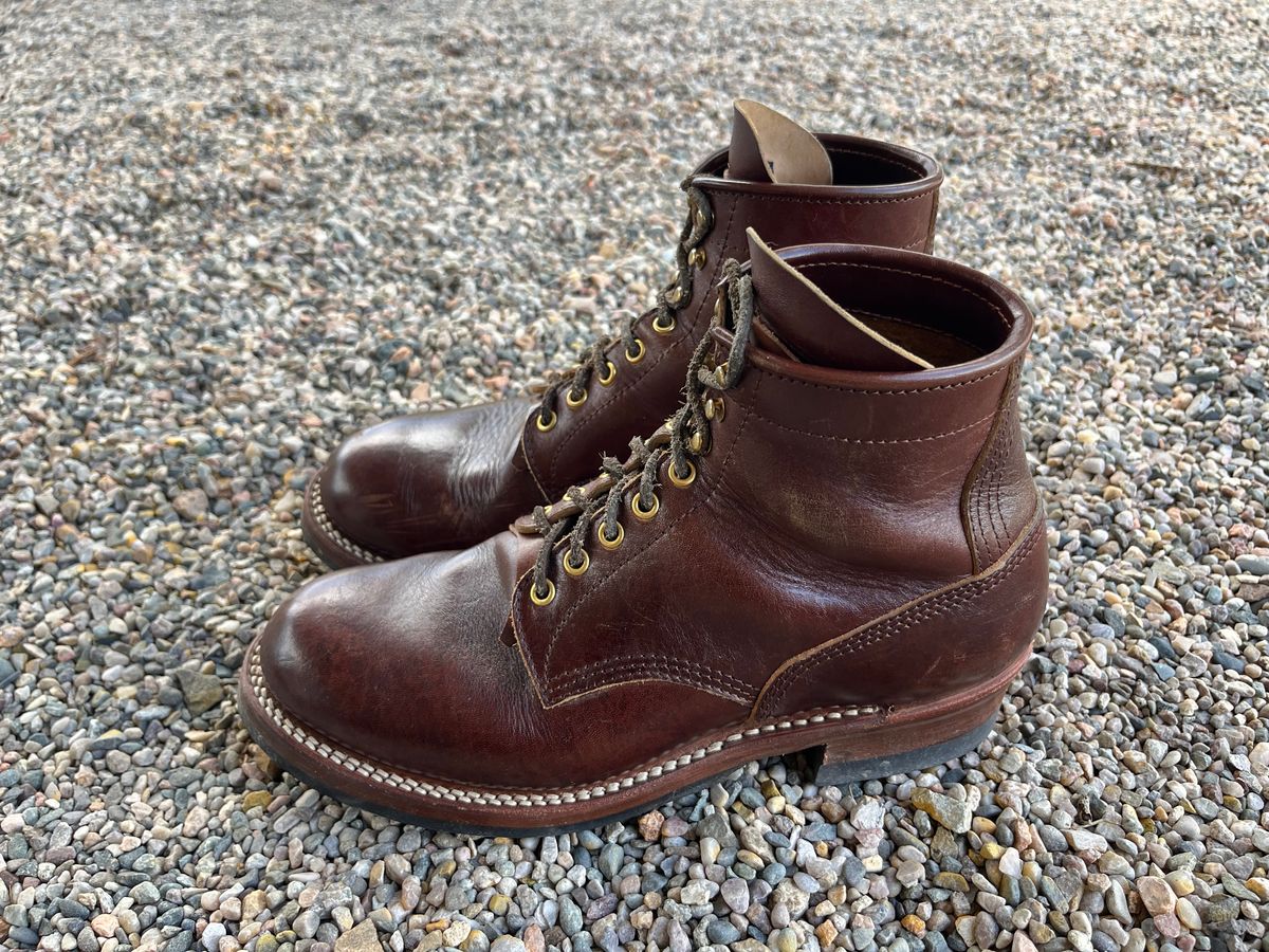 Photo by MrStudabaker on October 3, 2025 of the John Lofgren Steel Gang Boots in Dark Brown Shinki Horsebutt.