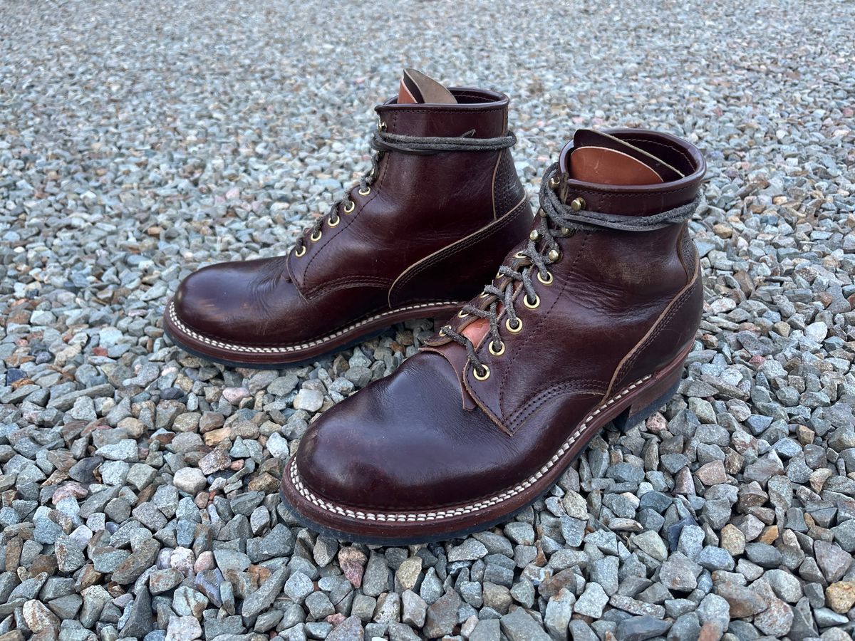 Photo by MrStudabaker on November 5, 2025 of the John Lofgren Steel Gang Boots in Dark Brown Shinki Horsebutt.