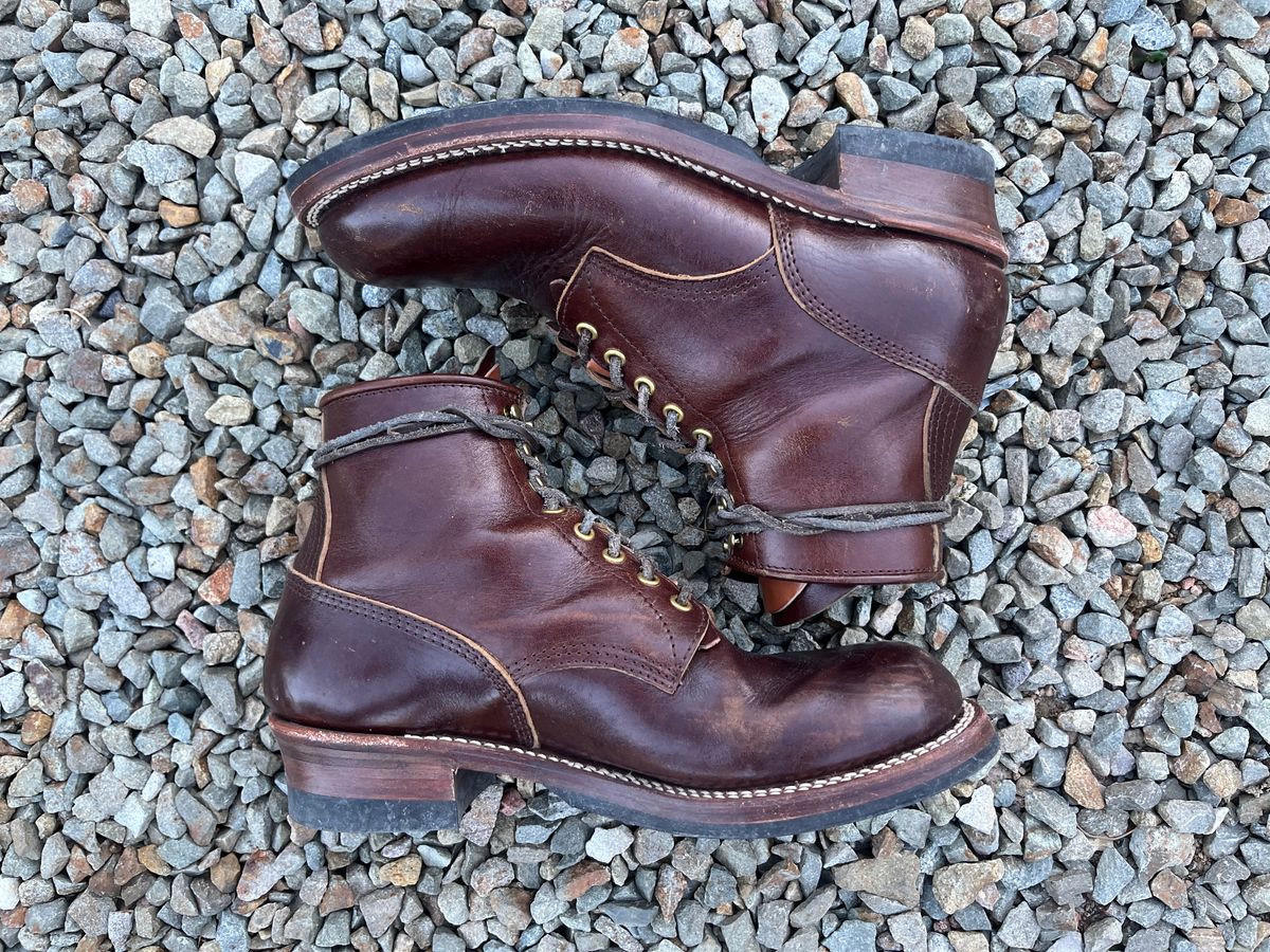 Photo by MrStudabaker on November 5, 2025 of the John Lofgren Steel Gang Boots in Dark Brown Shinki Horsebutt.