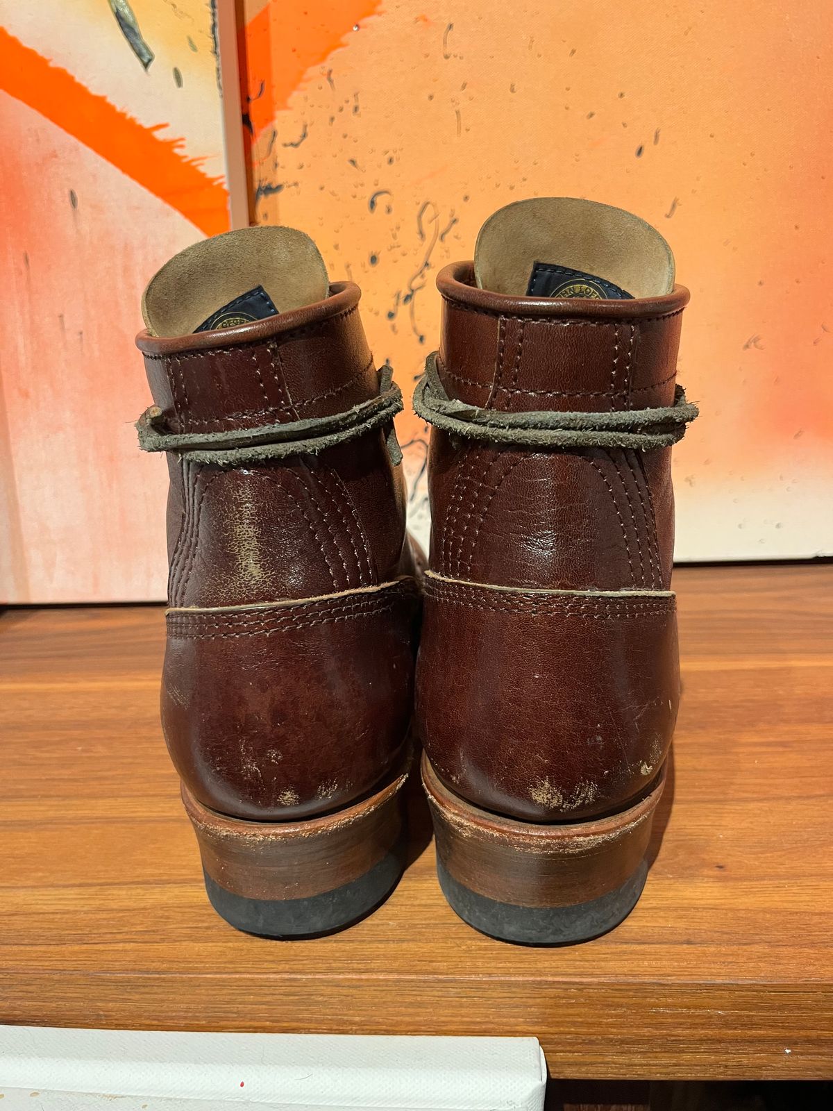 Photo by MrStudabaker on December 6, 2025 of the John Lofgren Steel Gang Boots in Dark Brown Shinki Horsebutt.