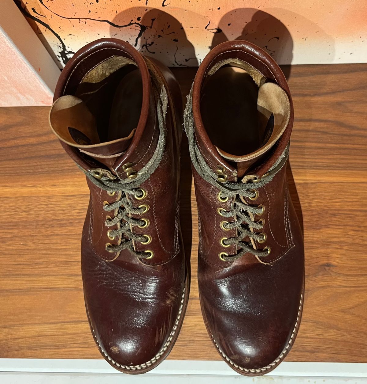 Photo by MrStudabaker on December 6, 2025 of the John Lofgren Steel Gang Boots in Dark Brown Shinki Horsebutt.