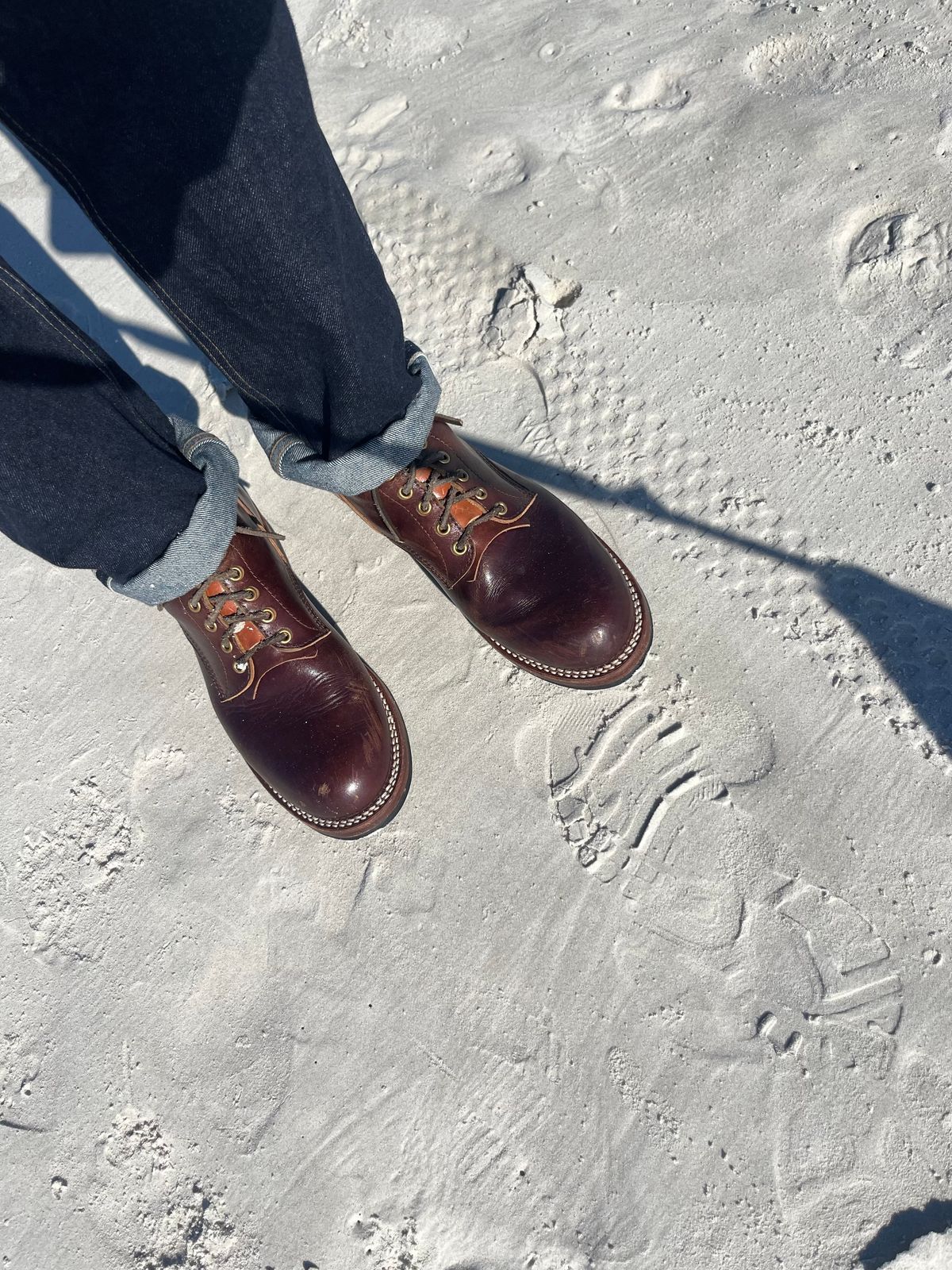 Photo by MrStudabaker on December 26, 2025 of the John Lofgren Steel Gang Boots in Dark Brown Shinki Horsebutt.