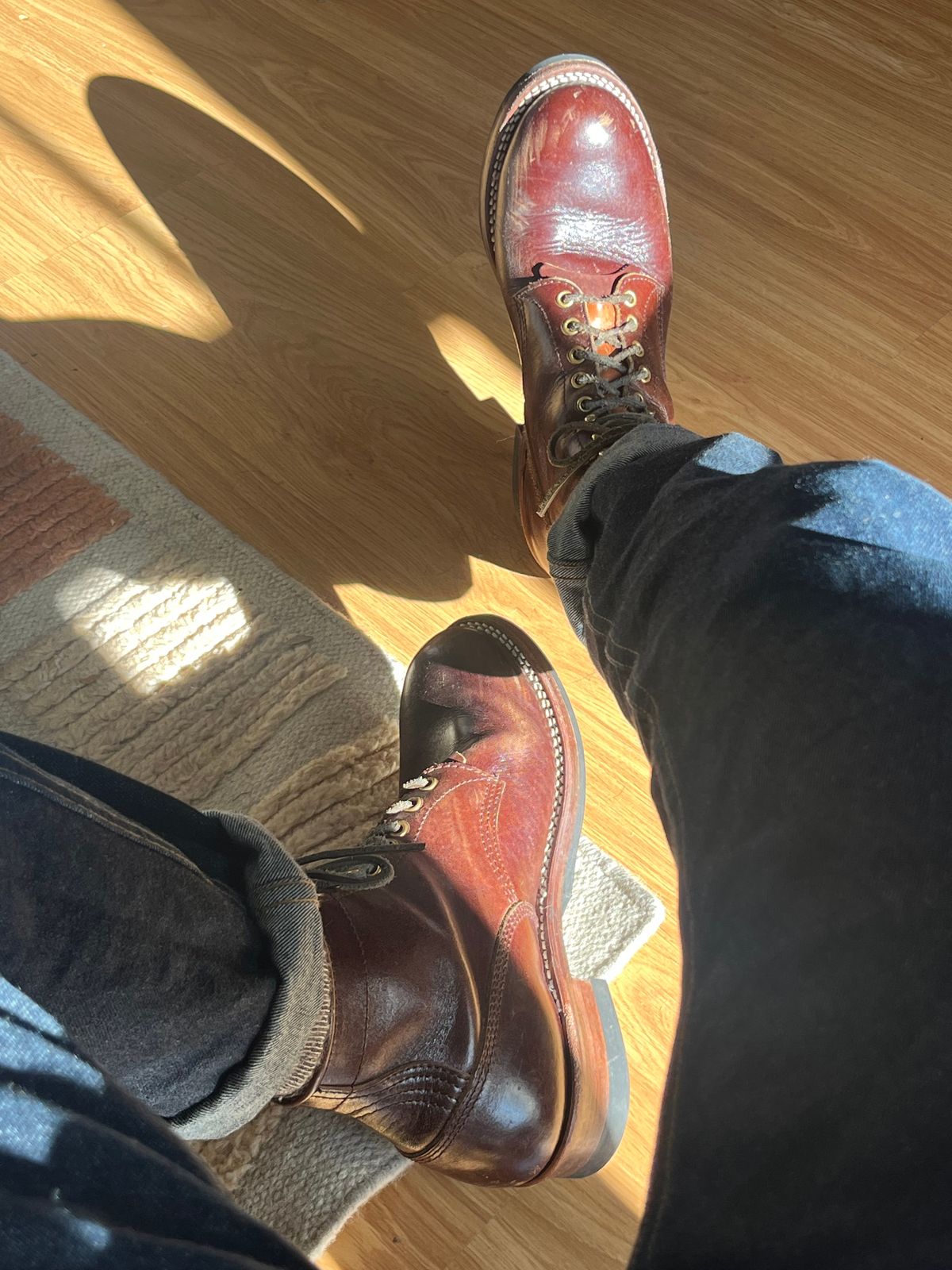 Photo by MrStudabaker on January 4, 2026 of the John Lofgren Steel Gang Boots in Dark Brown Shinki Horsebutt.