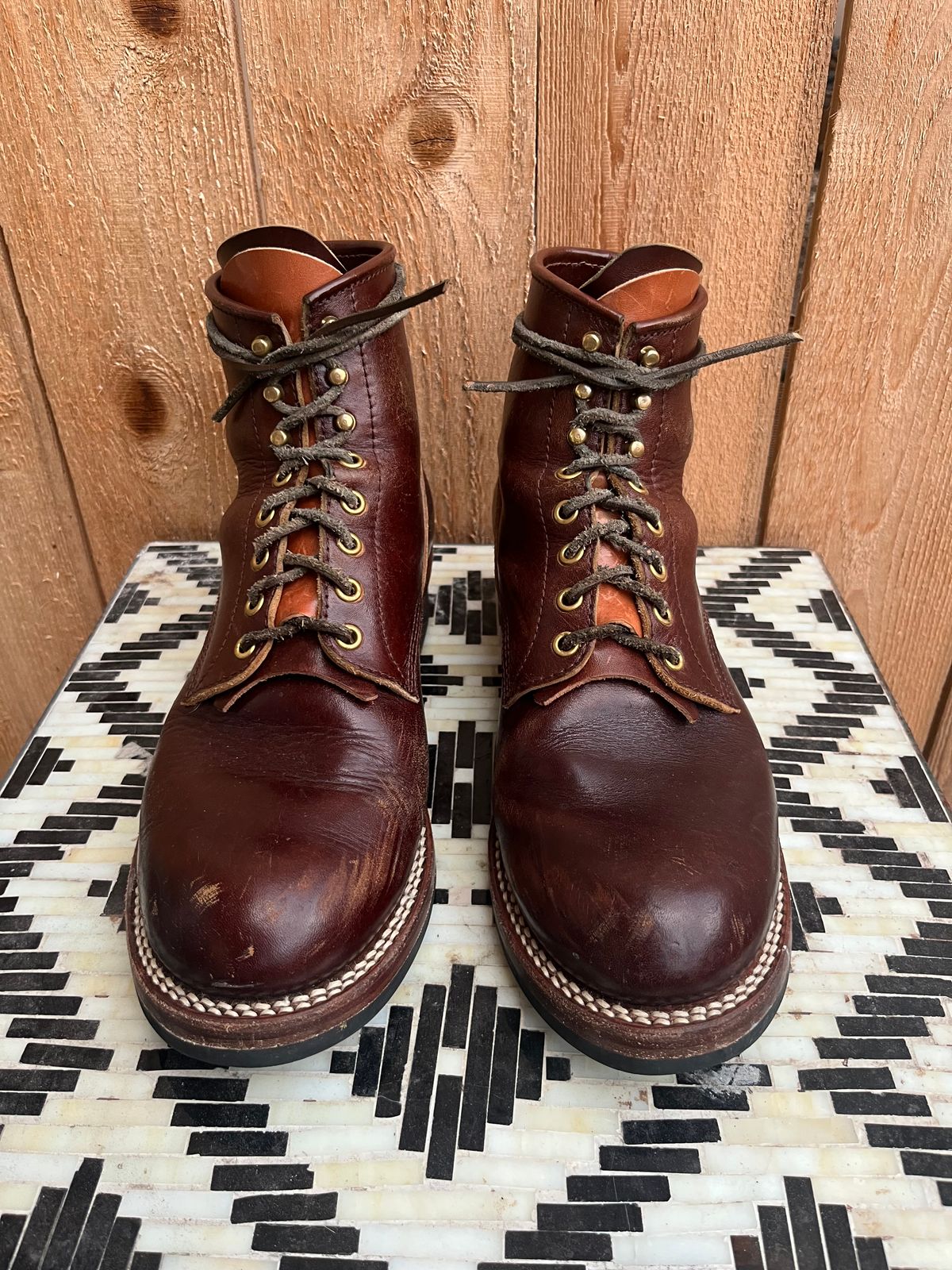 Photo by MrStudabaker on January 5, 2026 of the John Lofgren Steel Gang Boots in Dark Brown Shinki Horsebutt.
