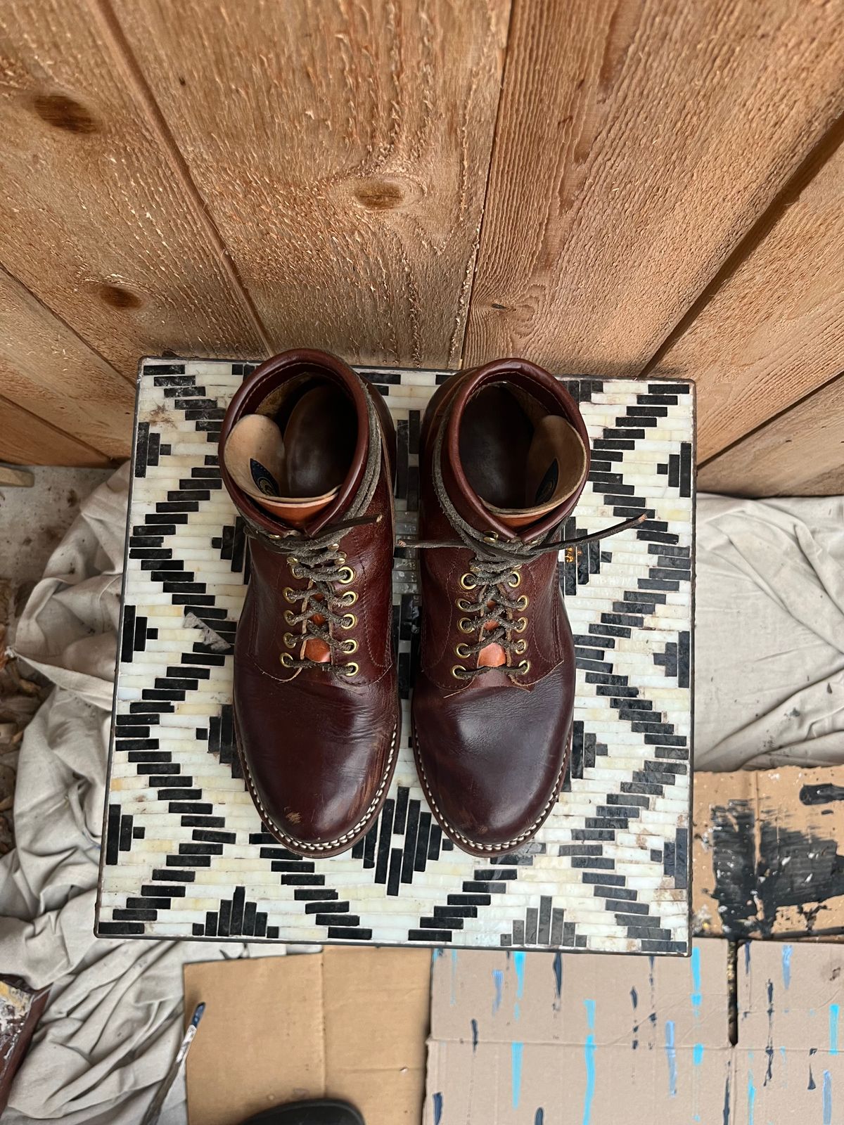 Photo by MrStudabaker on January 5, 2026 of the John Lofgren Steel Gang Boots in Dark Brown Shinki Horsebutt.