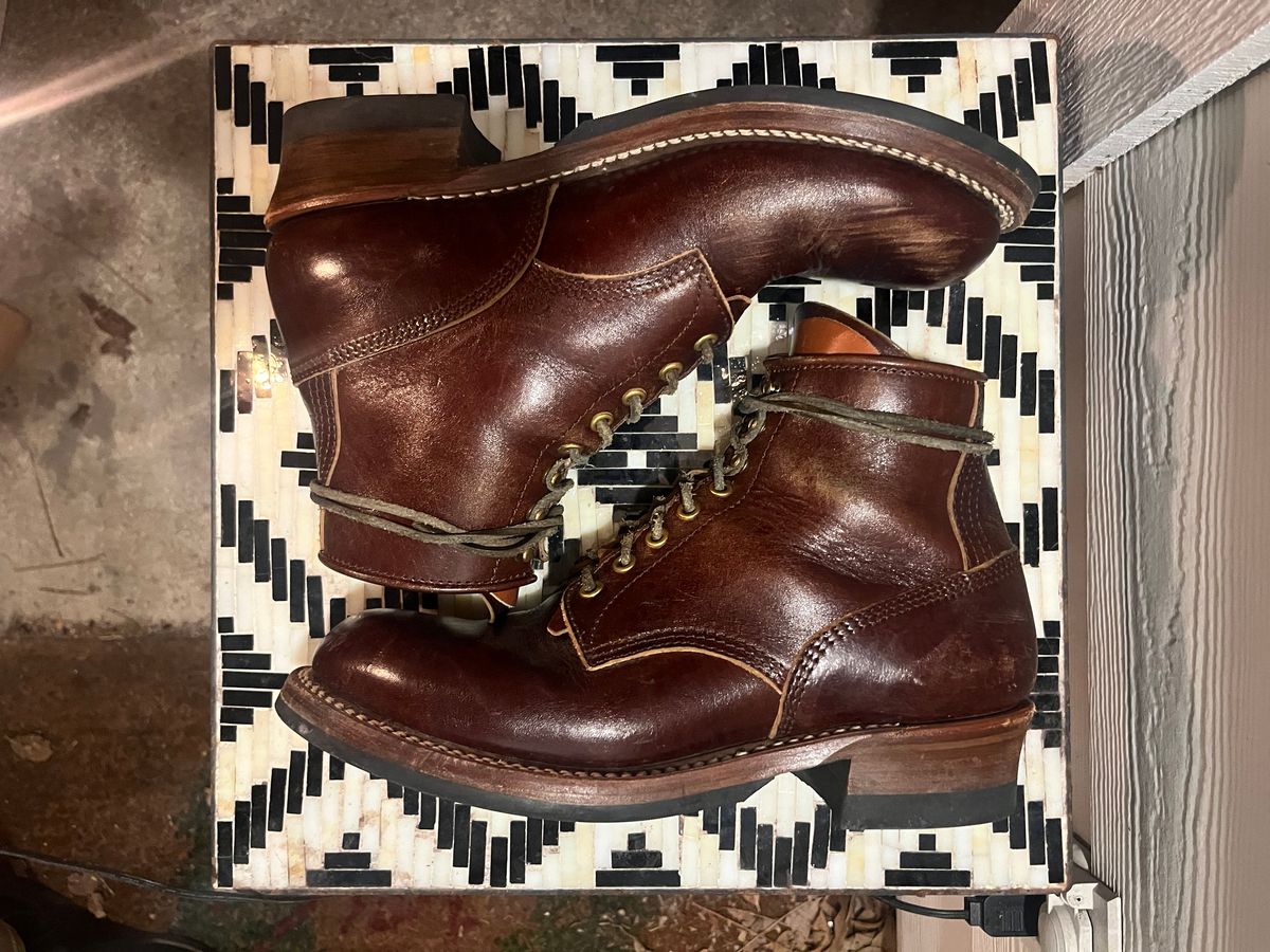 Photo by MrStudabaker on February 6, 2026 of the John Lofgren Steel Gang Boots in Dark Brown Shinki Horsebutt.