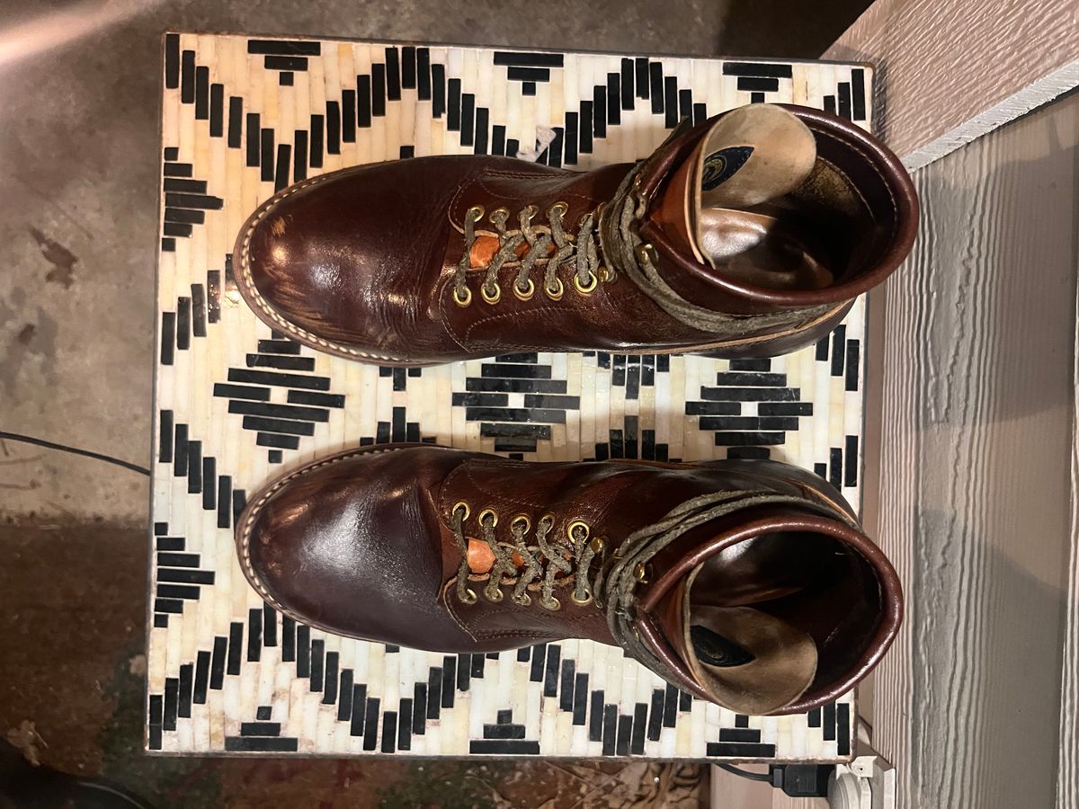 Photo by MrStudabaker on February 6, 2026 of the John Lofgren Steel Gang Boots in Dark Brown Shinki Horsebutt.