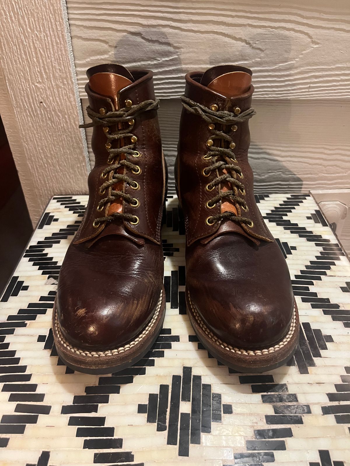 Photo by MrStudabaker on February 6, 2026 of the John Lofgren Steel Gang Boots in Dark Brown Shinki Horsebutt.