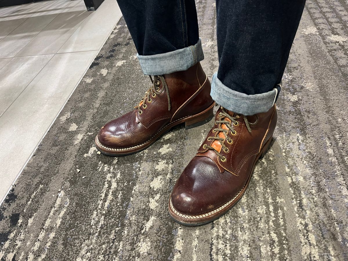 Photo by MrStudabaker on April 29, 2026 of the John Lofgren Steel Gang Boots in Dark Brown Shinki Horsebutt.