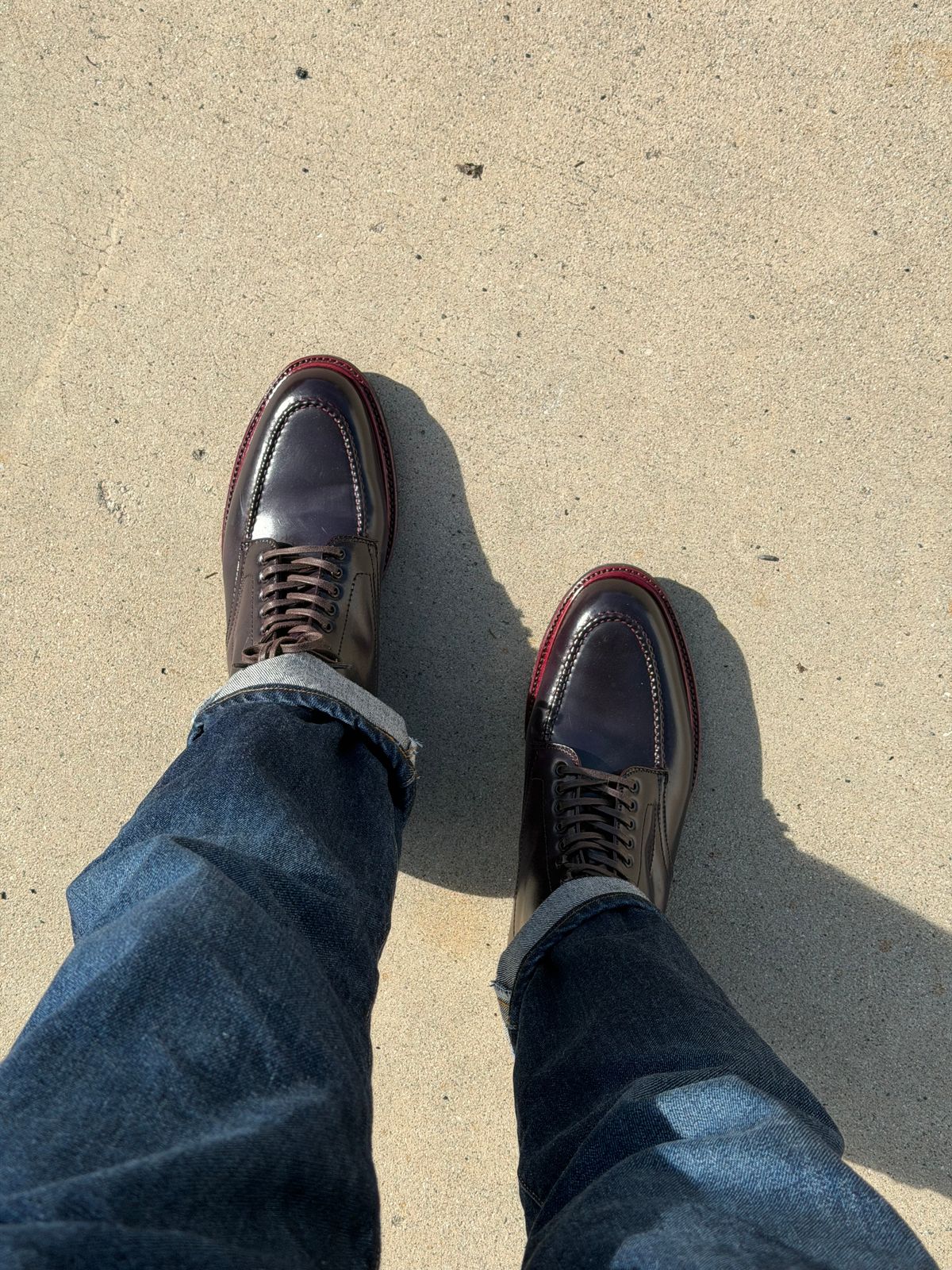 Photo by noplaintoes on January 14, 2026 of the Alden U-Tip Boot in Horween Color 8 Shell Cordovan.
