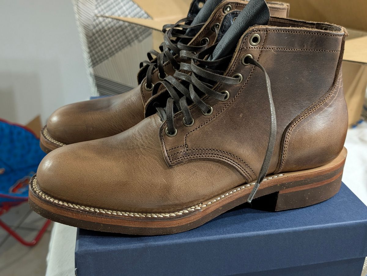 Photo by lemonpeak on August 8, 2025 of the Oak Street Bootmakers Storm Boot in Horween Natural Chromexcel.