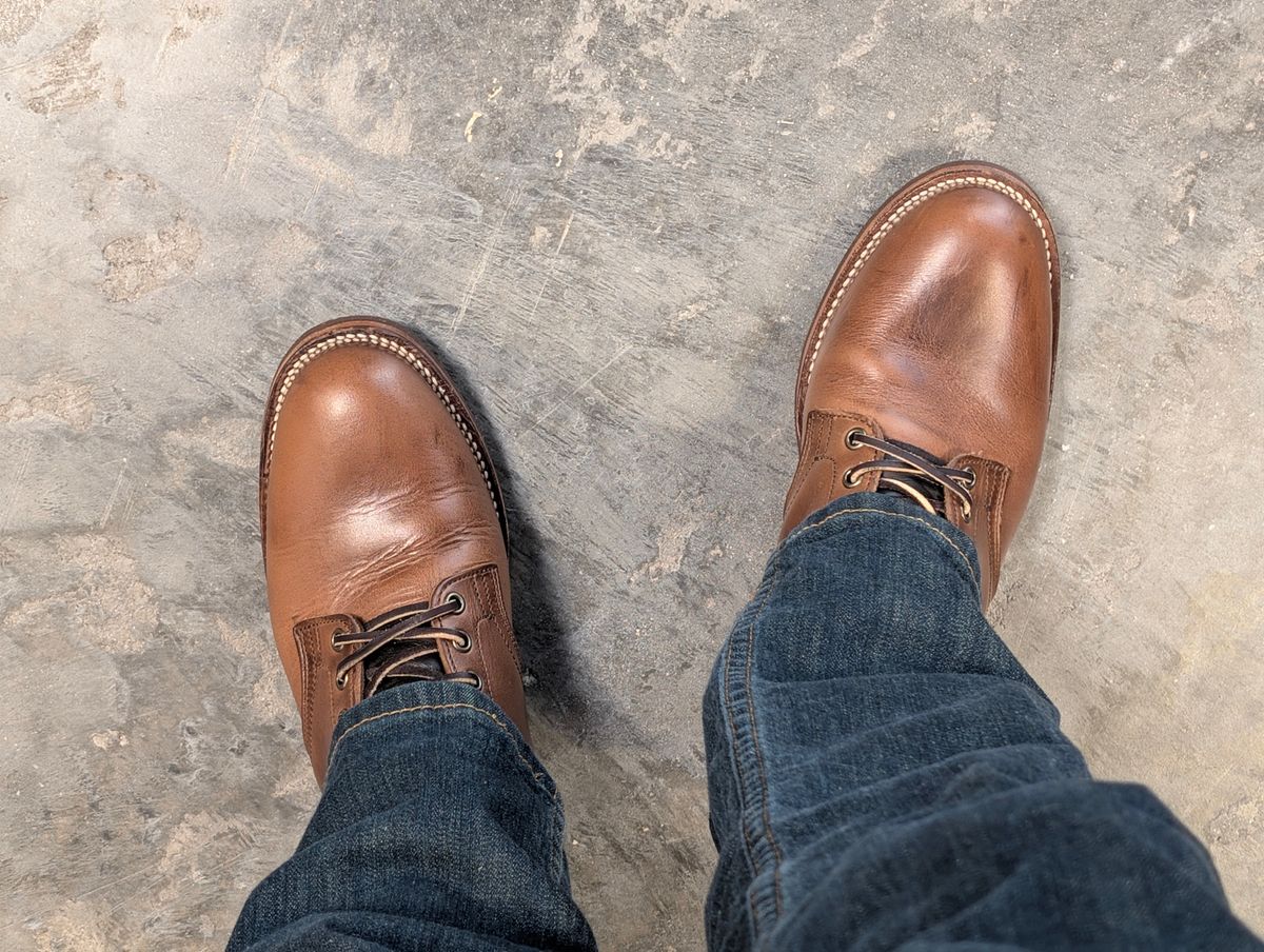 Photo by lemonpeak on August 31, 2025 of the Oak Street Bootmakers Storm Boot in Horween Natural Chromexcel.