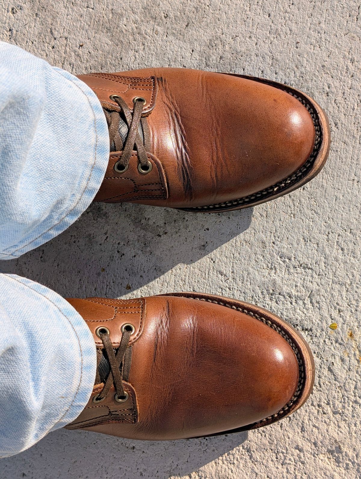 Photo by lemonpeak on December 24, 2025 of the Oak Street Bootmakers Storm Boot in Horween Natural Chromexcel.