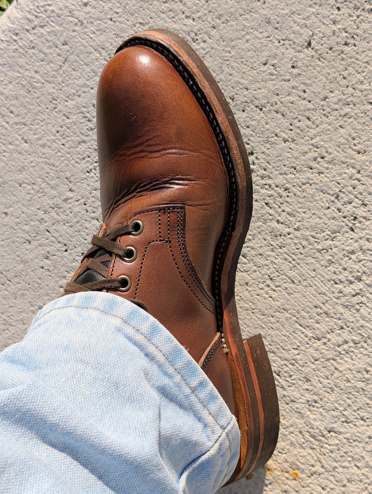 Photo by lemonpeak on December 24, 2025 of the Oak Street Bootmakers Storm Boot in Horween Natural Chromexcel.