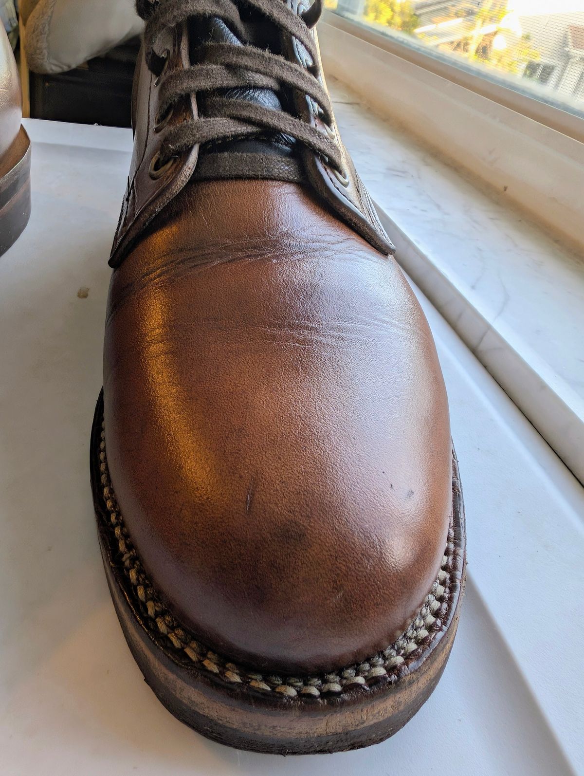 Photo by lemonpeak on April 22, 2026 of the Oak Street Bootmakers Storm Boot in Horween Natural Chromexcel.