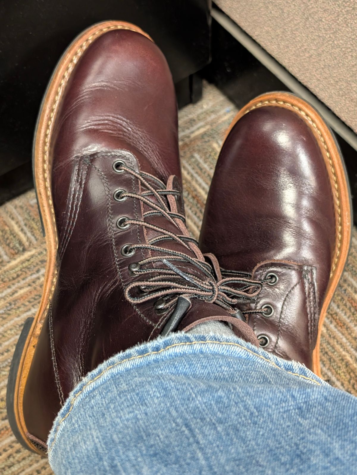 Photo by lemonpeak on May 21, 2026 of the Red Wing Beckman in S.B. Foot Black Cherry Excalibur.