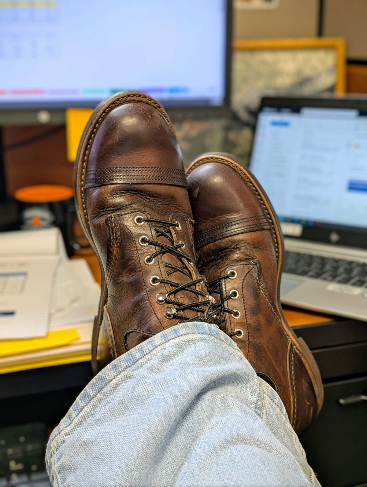 Photo by lemonpeak on May 15, 2025 of the Red Wing Iron Ranger in S.B. Foot Copper Rough and Tough.