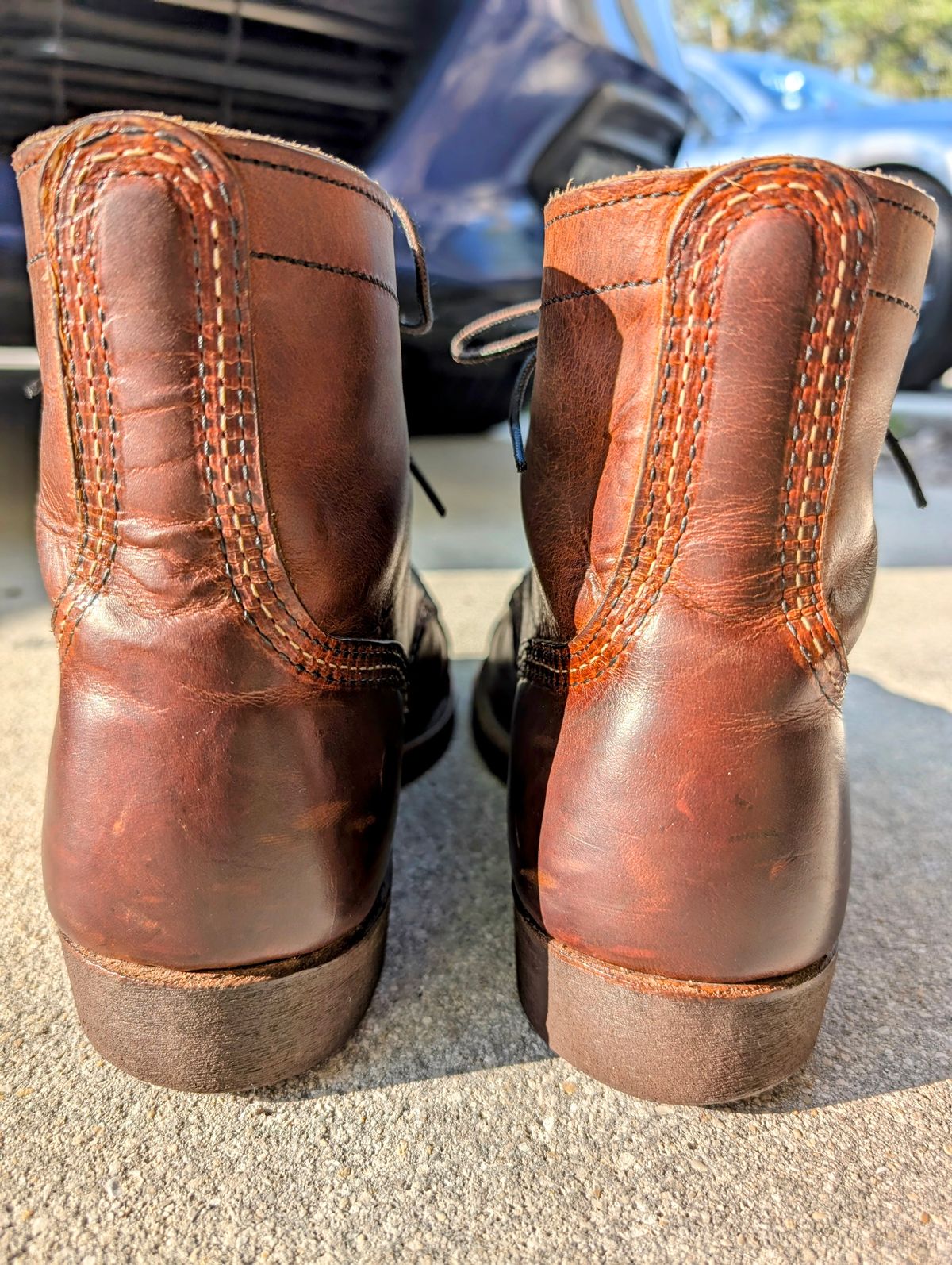 Photo by lemonpeak on May 19, 2025 of the Red Wing Iron Ranger in S.B. Foot Copper Rough and Tough.
