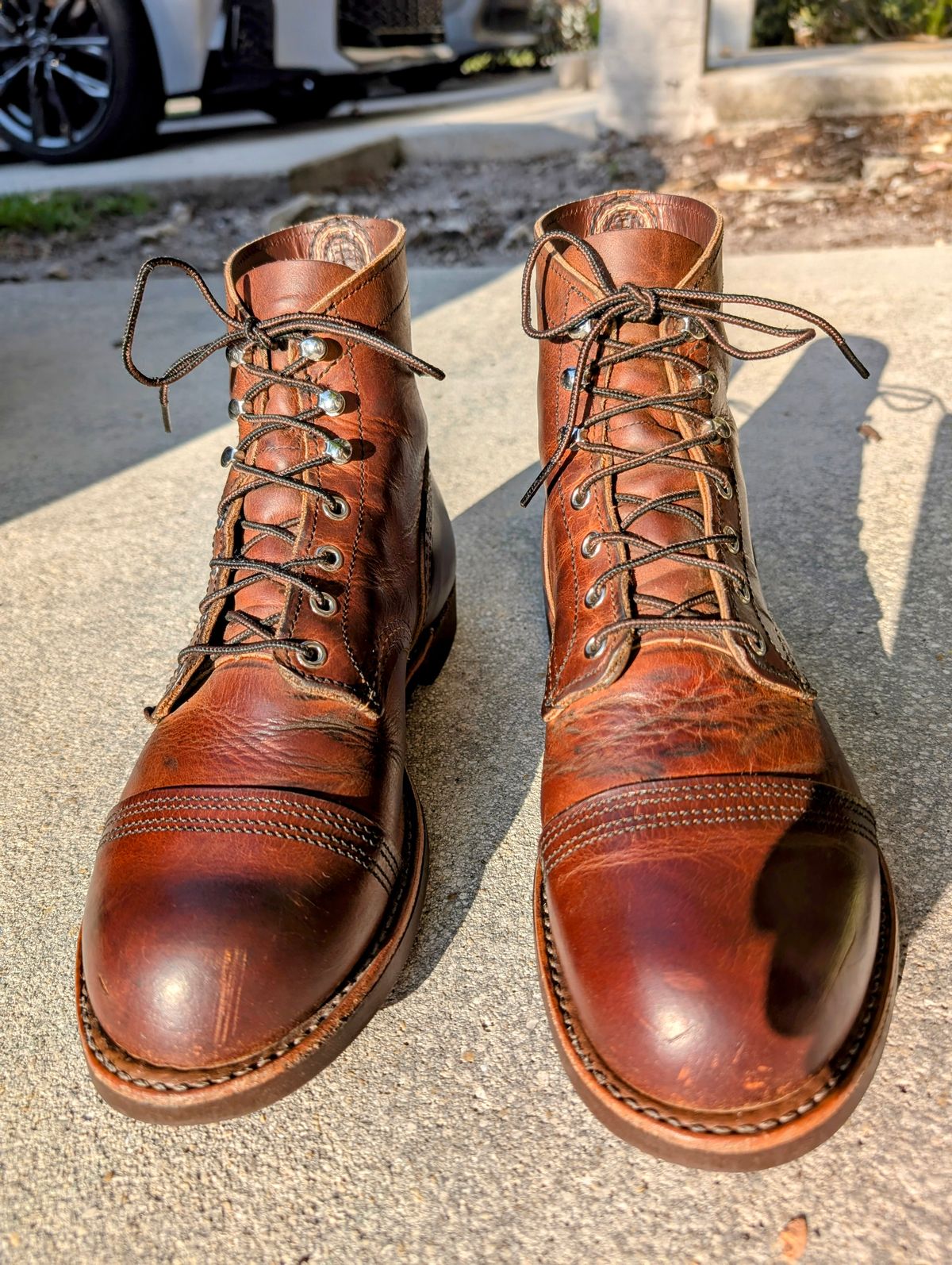 Photo by lemonpeak on May 19, 2025 of the Red Wing Iron Ranger in S.B. Foot Copper Rough and Tough.