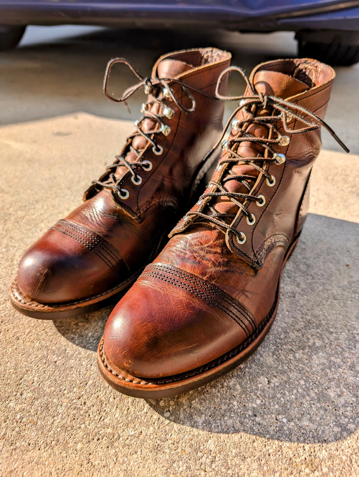 Photo by lemonpeak on May 19, 2025 of the Red Wing Iron Ranger in S.B. Foot Copper Rough and Tough.
