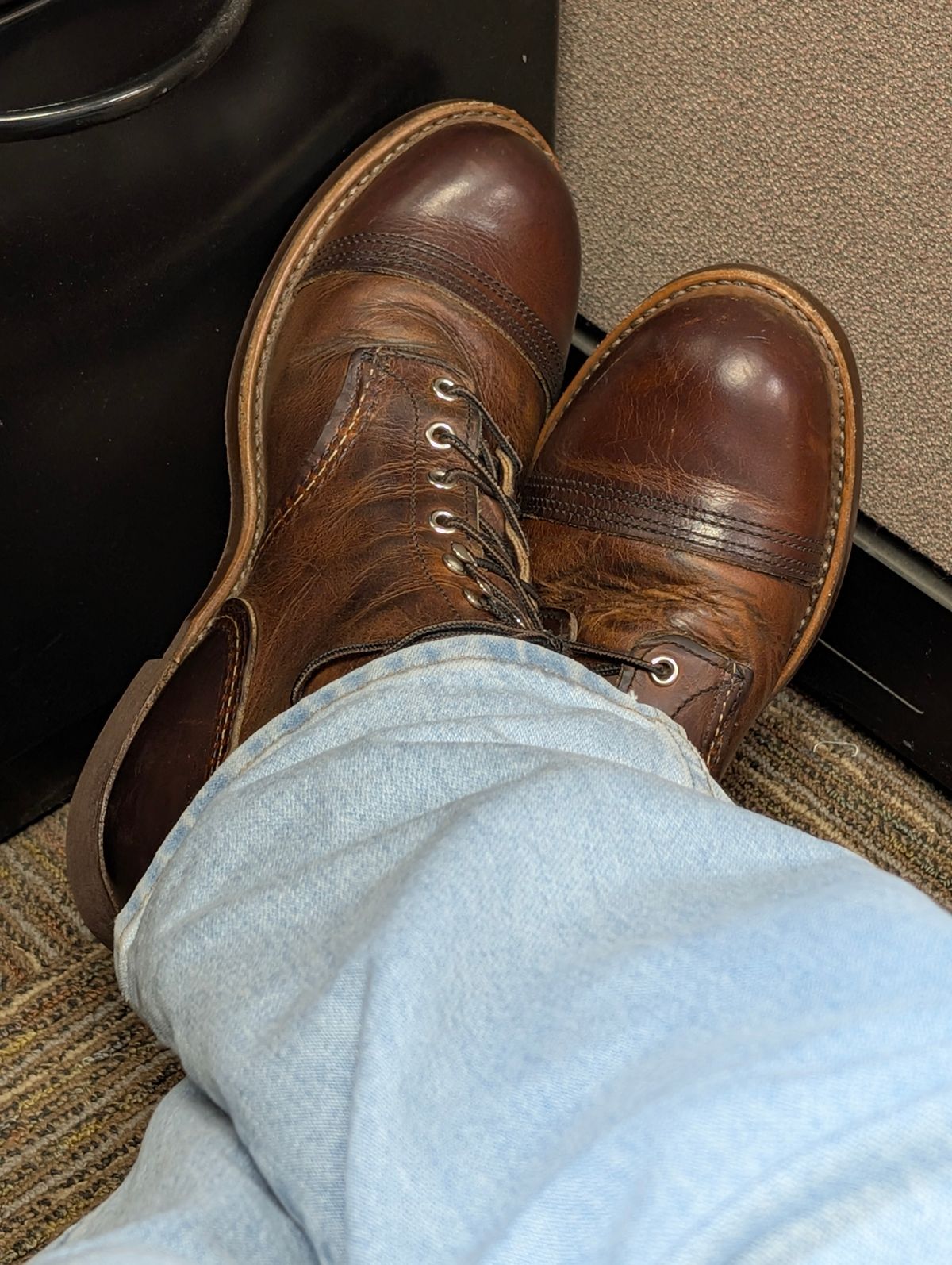 Photo by lemonpeak on July 1, 2025 of the Red Wing Iron Ranger in S.B. Foot Copper Rough and Tough.