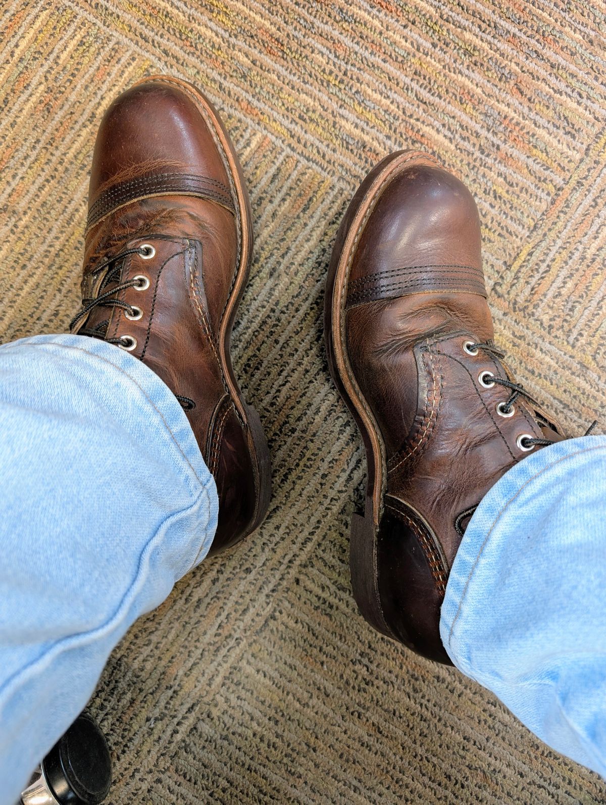 Photo by lemonpeak on July 25, 2025 of the Red Wing Iron Ranger in S.B. Foot Copper Rough and Tough.
