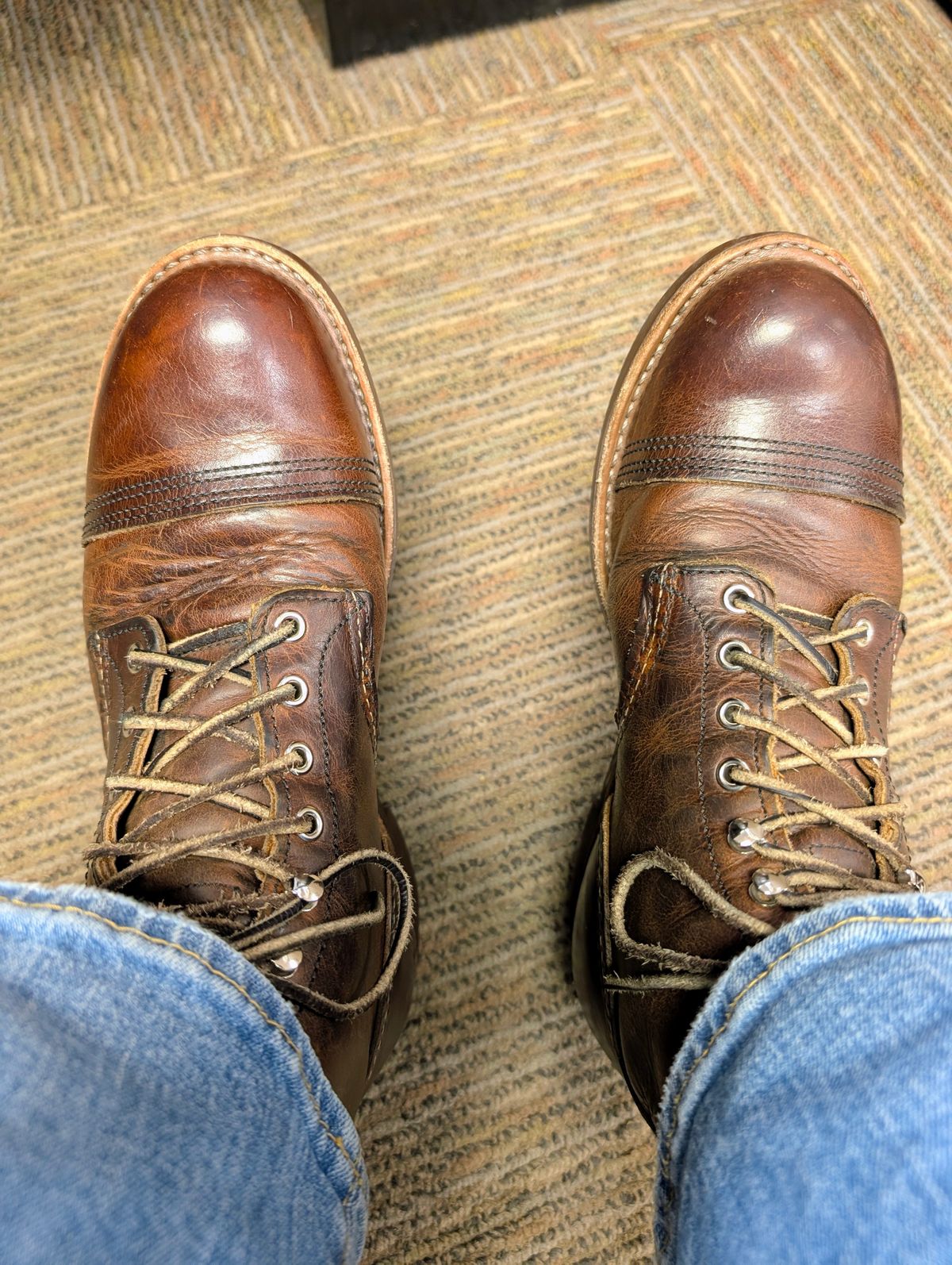 Photo by lemonpeak on April 24, 2026 of the Red Wing Iron Ranger in S.B. Foot Copper Rough and Tough.