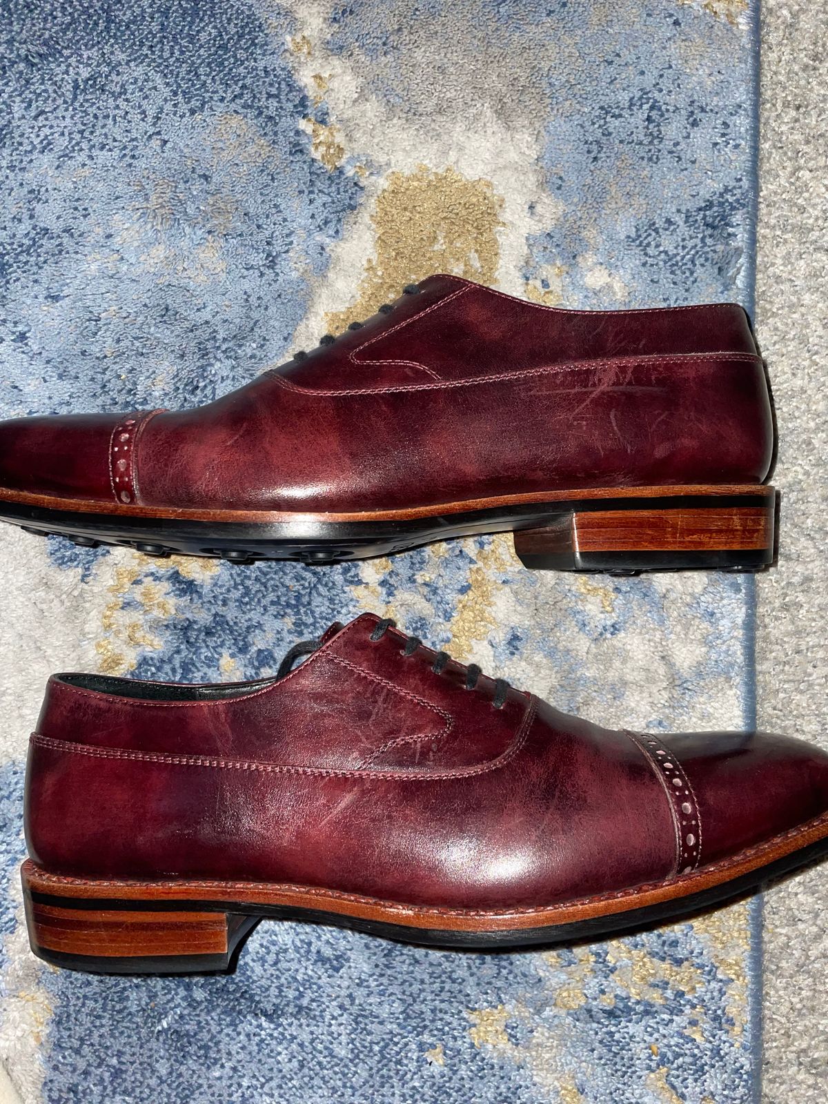 Photo by AmericanFlo on August 21, 2025 of the Blkbrd Shoemaker Richie in Zonta Burgundy Museum Calf.
