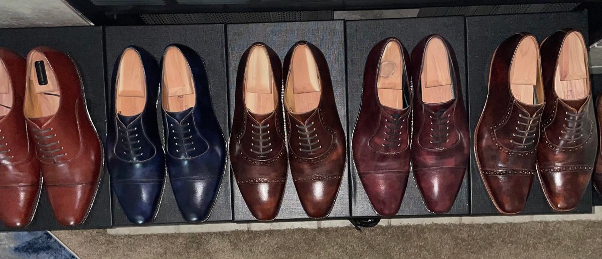 Photo by AmericanFlo on July 3, 2024 of the Blkbrd Shoemaker Horacio in Zonta Chestnut Museum Calf.