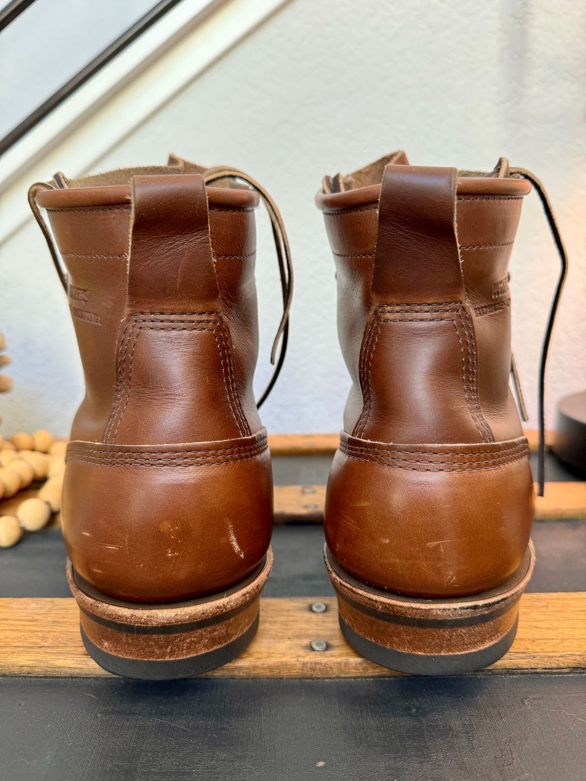 Photo by EliCashsWildcat on November 6, 2024 of the White's 350 Cutter in Horween British Tan Chromexcel.