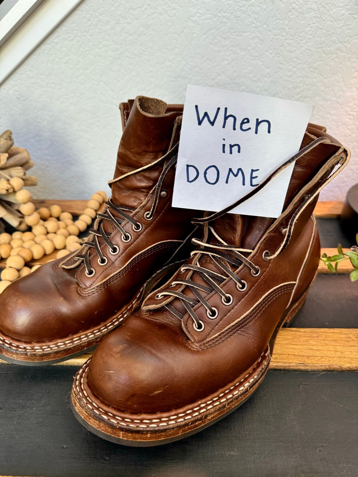 Photo by EliCashsWildcat on November 6, 2024 of the White's 350 Cutter in Horween British Tan Chromexcel.