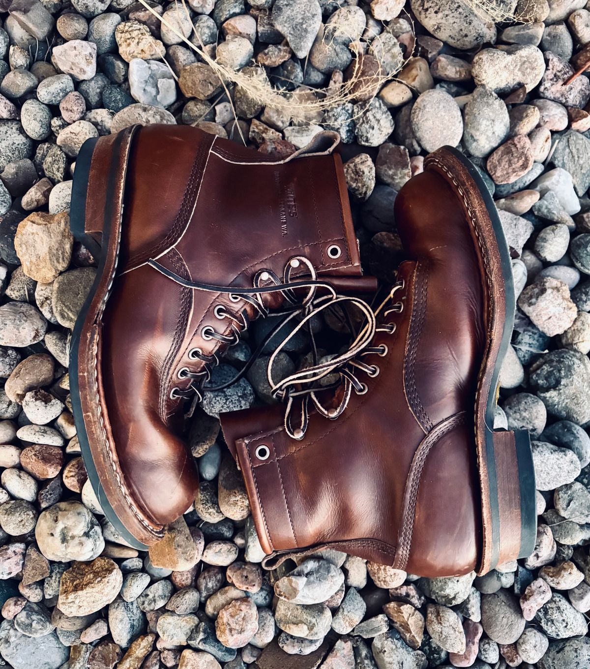 Photo by EliCashsWildcat on December 6, 2024 of the White's 350 Cutter in Horween British Tan Chromexcel.