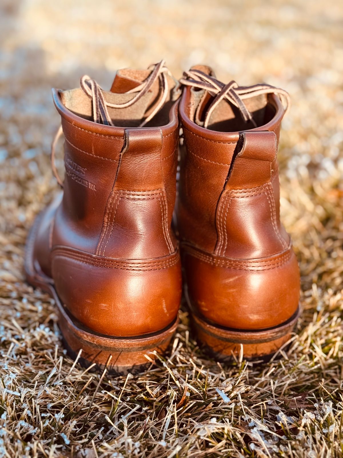 Photo by EliCashsWildcat on January 5, 2025 of the White's 350 Cutter in Horween British Tan Chromexcel.