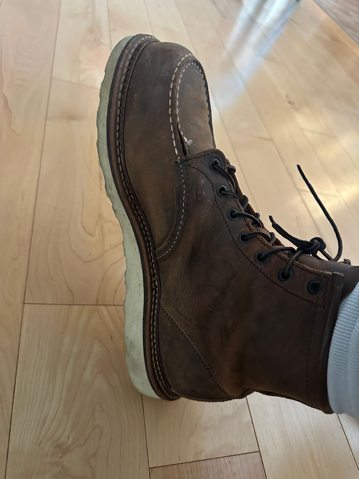 Photo by Clarsenoffroad on July 8, 2025 of the Red Wing Moc Tough 1907 in S.B. Foot Copper Rough and Tough.