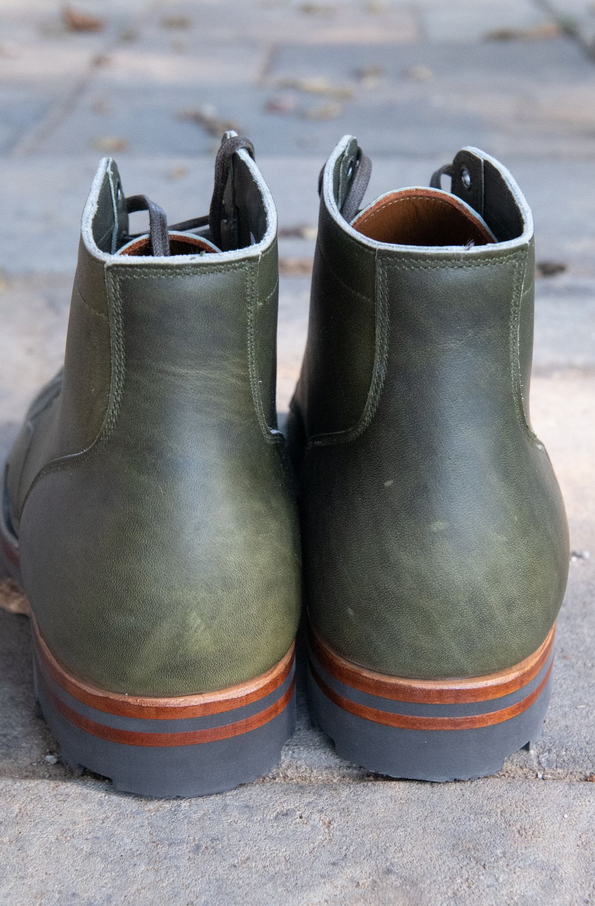 Photo by kungfubeach on October 1, 2025 of the Viberg Service Boot in Horween Olive Chromepak.