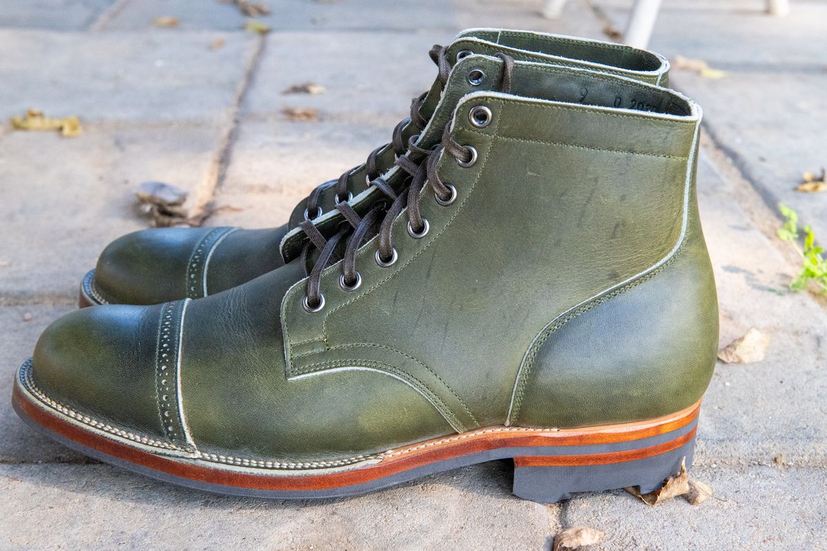 Photo by kungfubeach on October 1, 2025 of the Viberg Service Boot in Horween Olive Chromepak.
