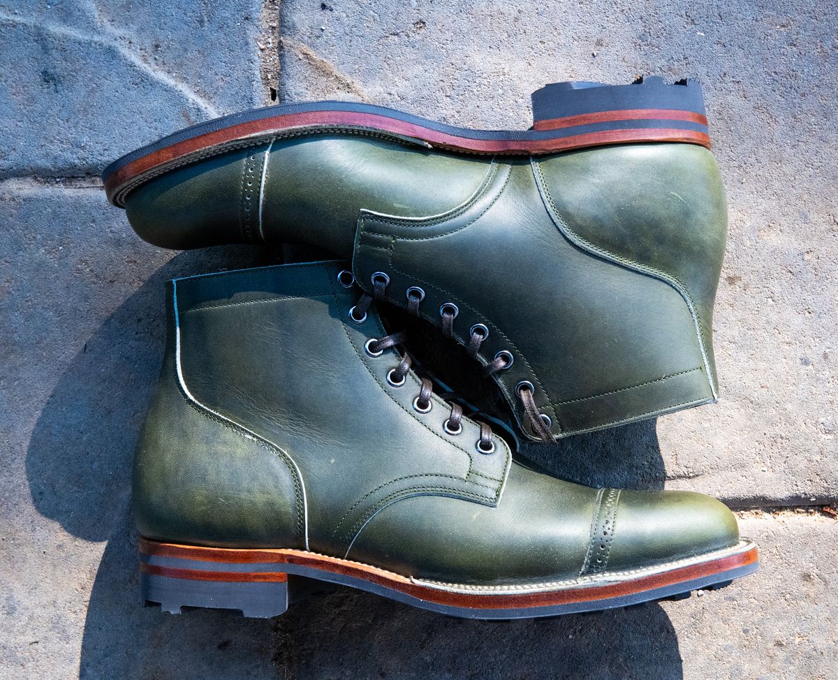 Photo by kungfubeach on October 1, 2025 of the Viberg Service Boot in Horween Olive Chromepak.