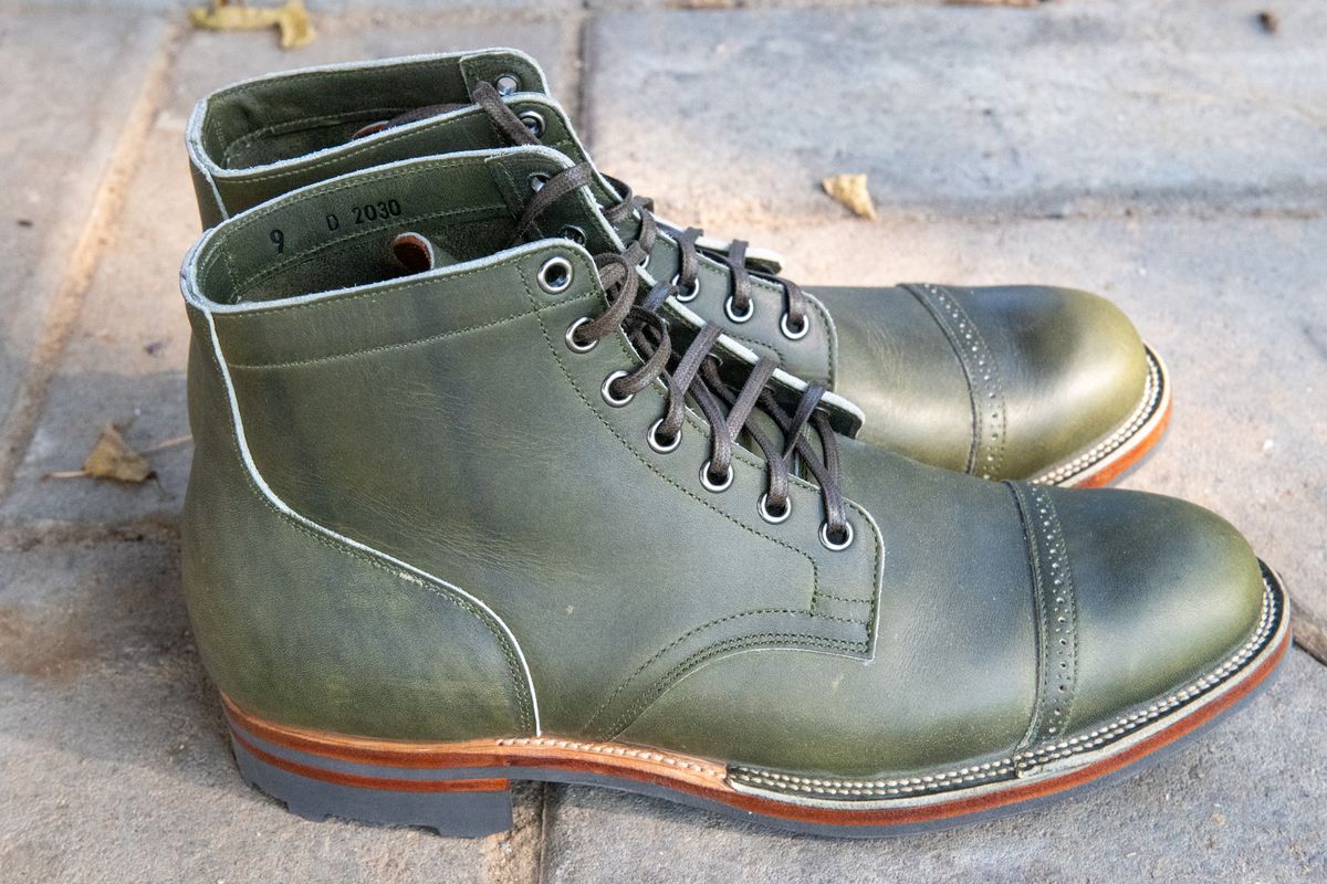 Photo by kungfubeach on October 1, 2025 of the Viberg Service Boot in Horween Olive Chromepak.