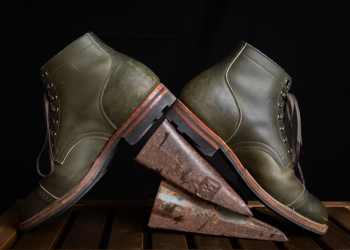Photo by kungfubeach on October 14, 2025 of the Viberg Service Boot in Horween Olive Chromepak.