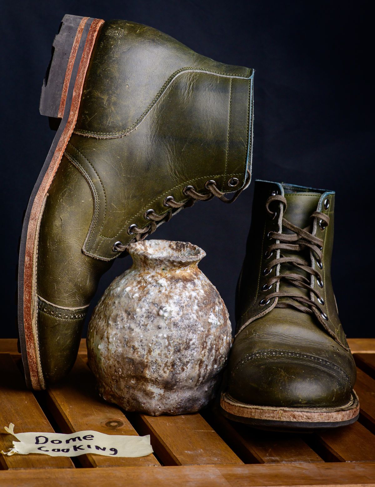 Photo by kungfubeach on November 2, 2025 of the Viberg Service Boot in Horween Olive Chromepak.