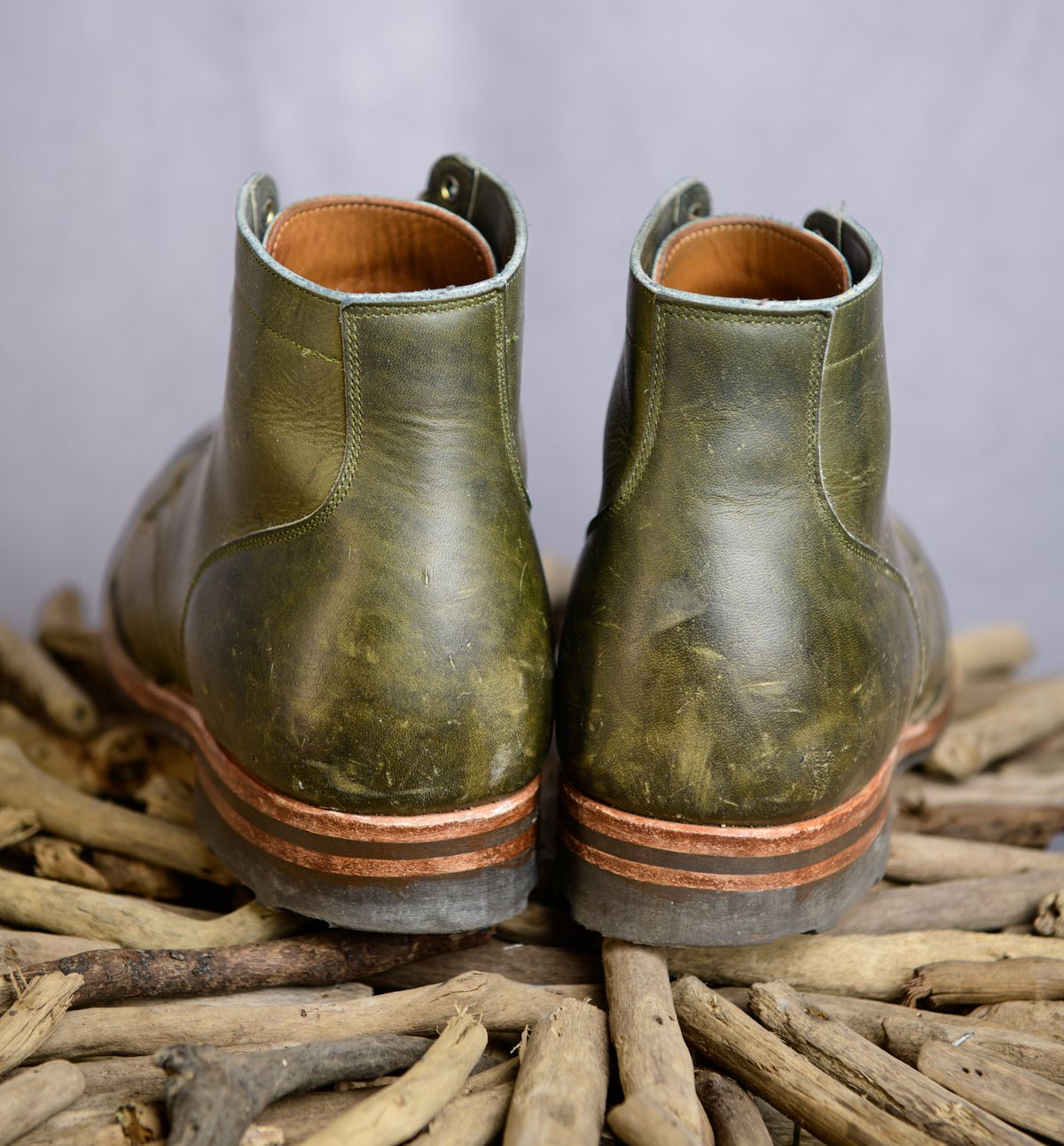 Photo by kungfubeach on December 4, 2025 of the Viberg Service Boot in Horween Olive Chromepak.
