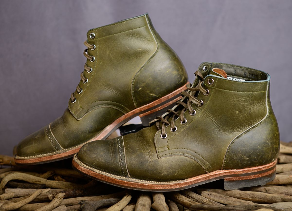 Photo by kungfubeach on December 4, 2025 of the Viberg Service Boot in Horween Olive Chromepak.