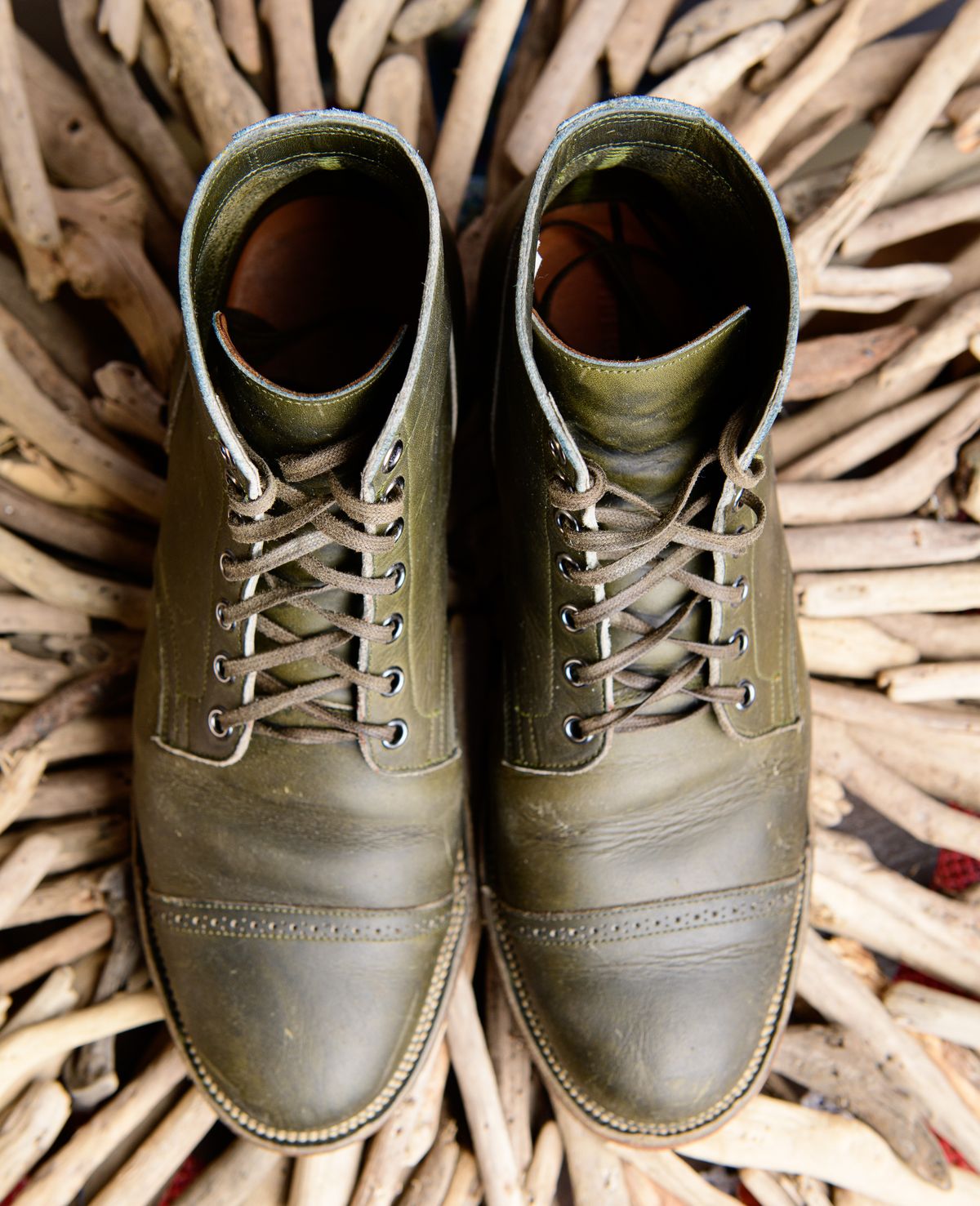 Photo by kungfubeach on December 4, 2025 of the Viberg Service Boot in Horween Olive Chromepak.