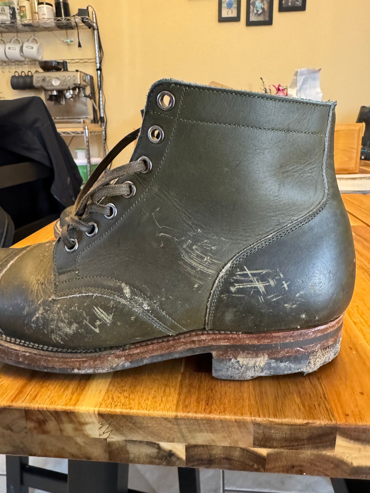 Photo by kungfubeach on December 29, 2025 of the Viberg Service Boot in Horween Olive Chromepak.